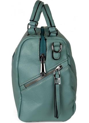 Жіноча стильна сумка, середнього розміру, матеріал екошкіра, бірюза3 фото