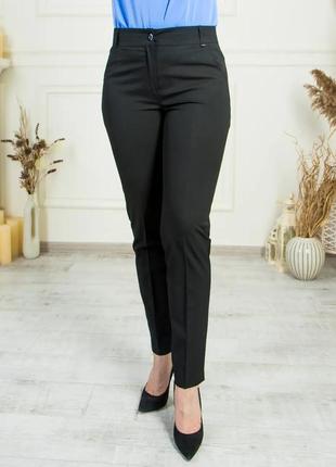 Женские брюки "лейс ",ткань габардин, пояс на резинке, размеры 46,48,50,52,54,56,58,60 черные2 фото