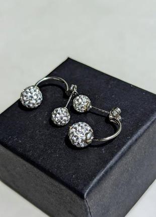 Серебряный иглы блестящий шар шамбала серьги гвоздики5 фото