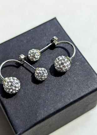 Серебряный иглы блестящий шар шамбала серьги гвоздики