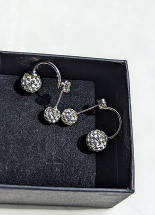 Серебряный иглы блестящий шар шамбала серьги гвоздики7 фото