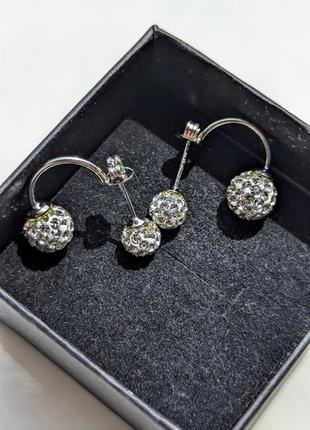 Серебряный иглы блестящий шар шамбала серьги гвоздики8 фото