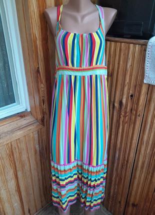 Яскрава віскозна сукня міді у смужку 🌈