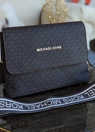 Маленька жіноча чорна сумка «michael kors» крос-боді через плече, популярна брендова модна міні сумочка клатч