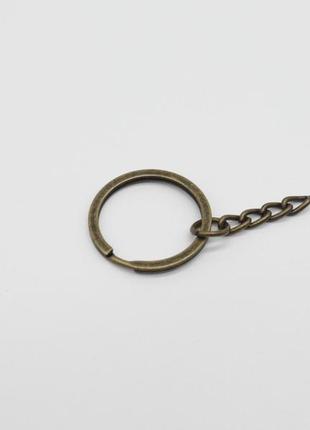 Плоское кольцо с цепочкой. цвет "старая латунь". 25мм