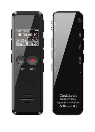 Цифровий диктофон tschisen digital voice recorder з голосовою активацією 3072 кбіт/с 8 гб чорний