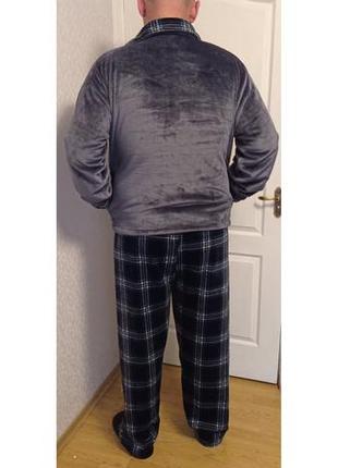 Тепла чоловіча махрова піжама, домашній теплий костюм р.  хл (50-52), 2хл (52-54), 3хл (54-56) сіра2 фото