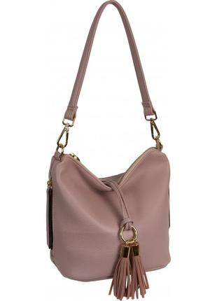 Женская,стильная сумочка  , материал эко-кожа, одна средняя ручка,1 длинная, одно отделение (l-1051) розовая2 фото
