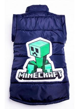 Демисезонная куртка-жилетка для мальчиков minecraft, трансформер, р 104,110,128 синяя2 фото