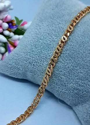 Браслет 18,5 см * 4 мм, медицинское золото. позолоченный браслет хр