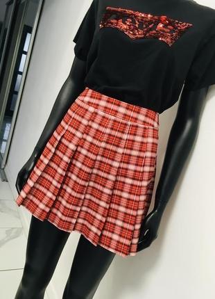 Стильная теннисная юбка в клетку с шортиками от fashion union л/хл