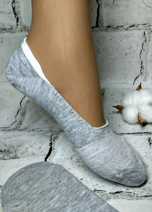Носки женские короткие следы с силиконом на пятке летние серые 37-39 р b2158-1