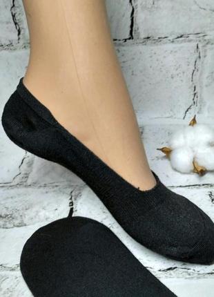 Шкарпетки жіночі короткі сліди з силіконом на п'яті літні чорні 37-39 р b2158-2