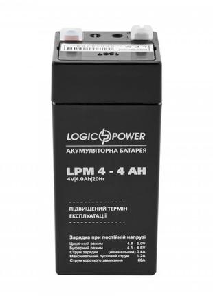 Акумуляторна батарея logicpower lpm 4v 4ah (lpm 4 - 4 ah) agm