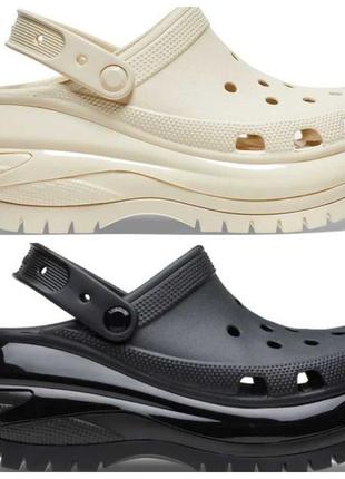 Сабо crocs classic mega crush clog кроксы на высокой платформе (р. 36-45)