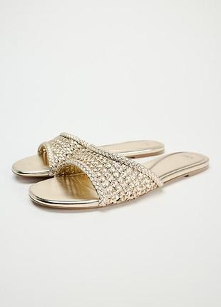 Металізовані золотисті шльопанці zaranew