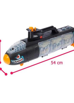 Игрушка подводная лодка с набором военных машин и вертолетом8 фото