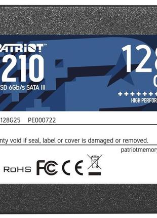 Накопичувач ssd  128gb patriot p210 2.5" sataiii tlc (p210s128g25)