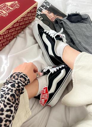 Женские кеды в стиле vans knu old skool black / white premium.4 фото