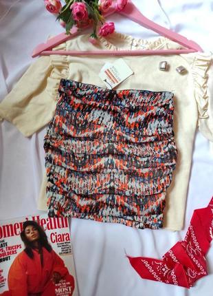 Цветная юбка мини в утяжеленную по фигуре из фатина легкая женская юбка2 фото