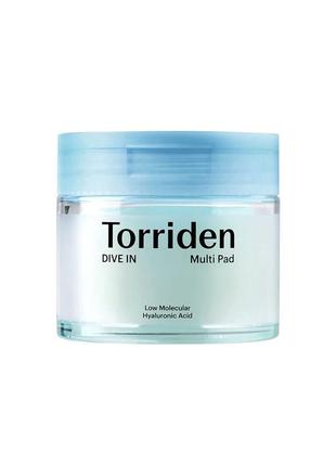 Тонер-педи torriden dive in low molecular hyaluronic acid multi pad 80 шт.