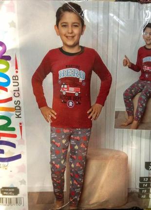 Дитяча трикотажна піжама mini moon, на хлопчика, пр-во туреччина, зріст 134 бордо1 фото