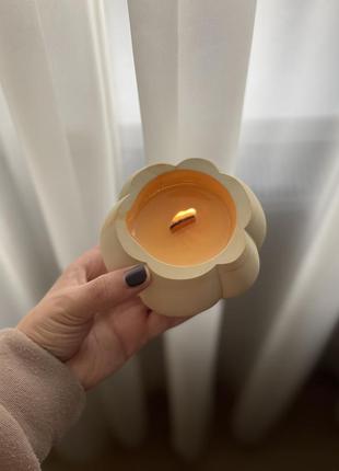 Соєва свічка гарбуз в гіпсовому кашпо5 фото