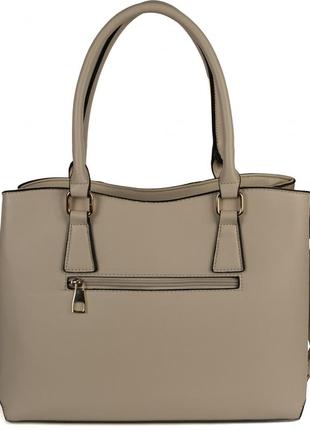Женская стильная сумка каркасная , материал эко-кожа , три отделения, с беж3 фото