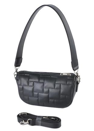 Чорна — стильна, якісна, невелика стьобана крос-боді сумочка на блискавці (луцьк, 831)