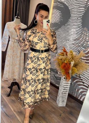 Незвичайна сукня, р.42, сітка і креп атлас, бежевий