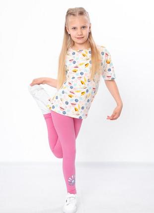 Літній костюм для дівчинки  (футболка + лосини), фулікра, від 110 см до 134 см
