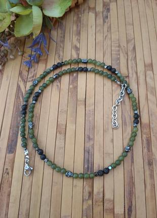 Чокер з намистин лави,жадеіту та гематиту