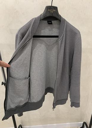 Кофта hugo boss серая на замок свитер джемпер свитшот