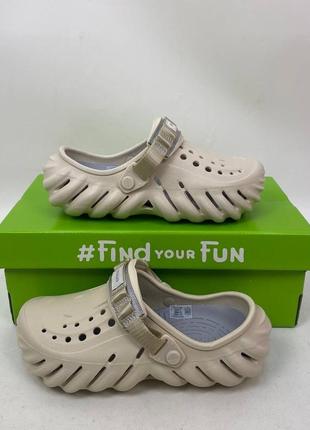 Crocs echo clog beige бежеві крокси клог жіночі та чоловічі3 фото