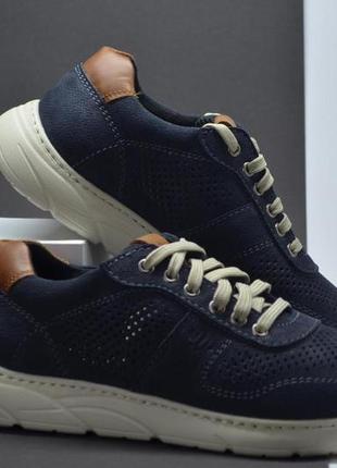 Чоловічі літні модні кросівки нубукові сині step wey 51394 фото