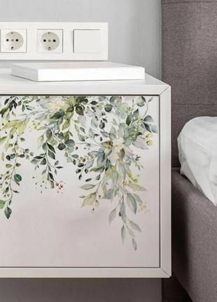 Настенная наклейка зеленые листья, стикер, декор, украшение для дома