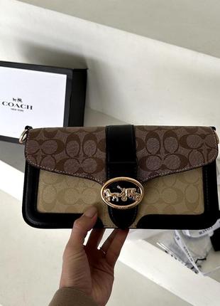 Женская кожаная сумка coach tabby shoulder bag brown