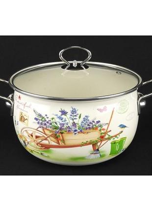 Кастрюля эмалированная с красивым рисунком 4.0 л 22 см