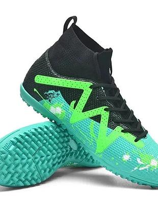 Сороконіжки футбольні з носком sp-sport active 766g-1-1 розмір 35 mint-black