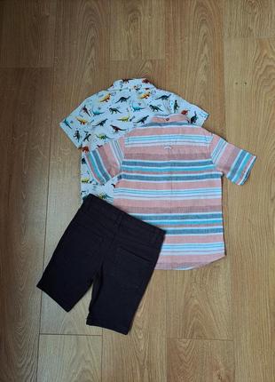 Летний набор для мальчика/черные джинсовые шорты/рубашка с коротким рукавом для мальчика2 фото