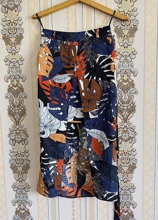 Легкая летняя юбка, юбка миди с вырезом мини