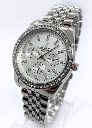 Годинник жіночий наручний rolex (ролекс), срібло з білим циферблатом ( код: ibw902so )