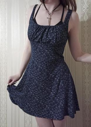 Ніжна міні сукня квітковий принт коротка плаття літнє софт лоліта квіти мила