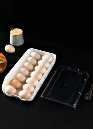 Контейнер для зберігання яєць egg storage box, на 14 шт., білий пластиковий лоток для яєць5 фото