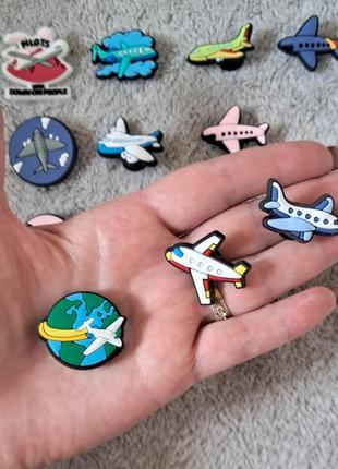 Джибитсы для кроксов сабо для мальчиков для девочки самолетики, джибитсы самалетики,...