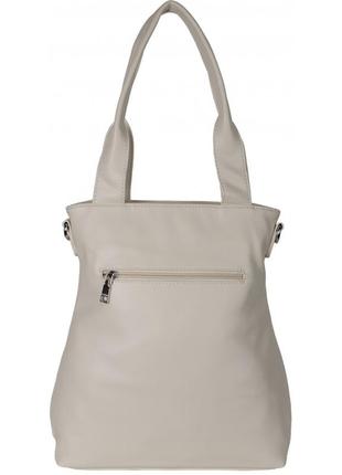 Женская стильная прямоугольная сумка , тоут, через плечо,  экокожа, молочная4 фото