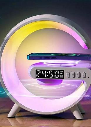 Лампа-нічник із бездротовою зарядкою, будильником і bluetooth-колонкою, smart light sound machine