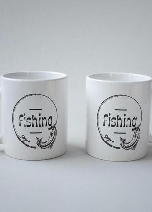 Незвичайний оригінальний подарунок кухоль з принтом "fishing" 330 мл білий pro_199