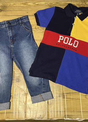 Футболка polo ralph lauren штаны джинсовые 98-104 см