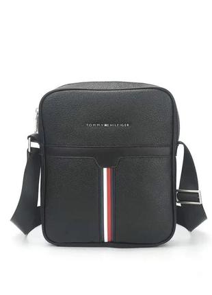 Мужская сумка через плечо черная tommy hilfiger брендовая наплечная сумка барсетка модная сумка мессенджер